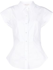 Alexander McQueen chemise en coton à mancherons - Blanc