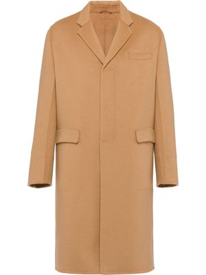 Prada manteau texturé à simple boutonnage - Marron