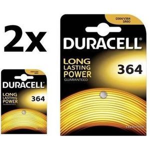 2 Stuks - Duracell 364-363, V364, 363, D364, D363, G1, SR621SW, SR621SW, SR60 1.5V knoopcel batterij