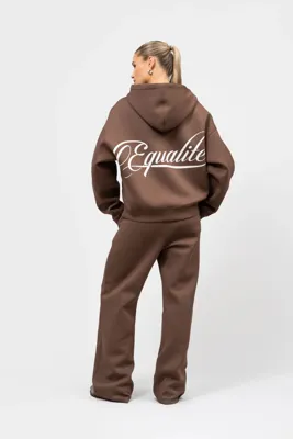 Equalité Yuki Oversized Scuba Full Zip Hoodie Dames Bruin - Maat XS - Kleur: Bruin | Soccerfanshop