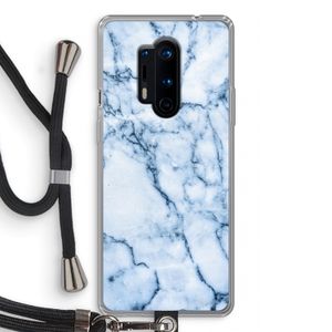 Blauw marmer: OnePlus 8 Pro Transparant Hoesje met koord