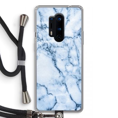 Blauw marmer: OnePlus 8 Pro Transparant Hoesje met koord