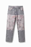 Comfortabele jeans met krantenprint - BLACK - 28 - thumbnail