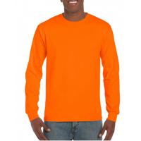 T-shirt lange mouwen - heren - lichtgevend oranje - katoen/polyester - normale fit