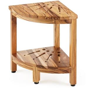 VEVOR hoekdouchebank teak douchekruk, 43 cm hoogte 100% teak hoekdouchebank, schimmelbestendig, 136 kg met plank, douchekruk voor binnen- en buitendouche, voor badkamer