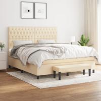 Boxspring met matras stof crèmekleurig 180x200 cm