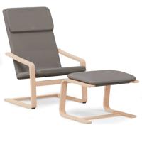 vidaXL Relaxstoel met voetenbank stof taupe - thumbnail