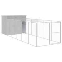 The Living Store Hondenhok met Verlengde Ren - 214 x 661 x 181 cm - Lichtgrijs Gegalvaniseerd Staal