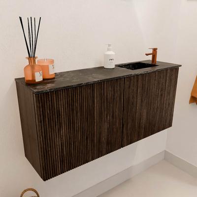 Toiletmeubel Mondiaz Joya Dlux | 90 cm | Meubelkleur Walnut | Faye wastafel Lava Wasbak Rechts | 1 kraangat