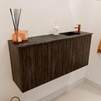Toiletmeubel Mondiaz Joya Dlux | 90 cm | Meubelkleur Walnut | Faye wastafel Lava Wasbak Rechts | 1 kraangat