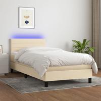 Boxspring met matras en LED stof crèmekleurig 100x200 cm