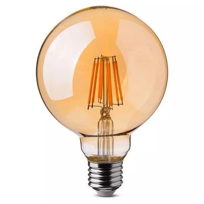 E27 LED Filament Lamp - Dimbaar - 8W 700lm - 2200K amberkleurig - Vervangt 60 Watt - E27 fitting - G125 lamp - Edison lamp - Grote fitting