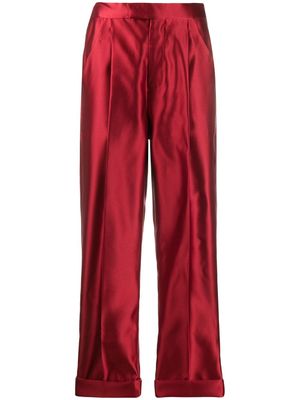 TOM FORD pantalon en satin à taille haute - Rouge
