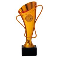 Luxe trofee/prijs beker met oren - brons - kunststof - 20 x 10 cm - sportprijs   - - thumbnail