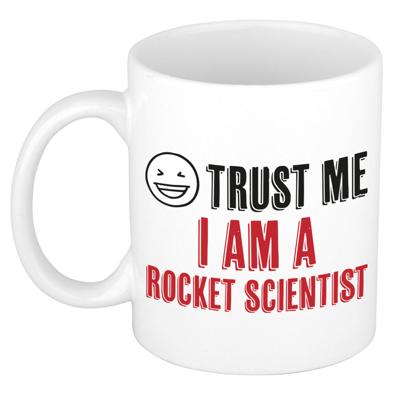 Cadeau koffie/thee mok - trust me I am a rocket scientist - rood - keramiek - 300 ml