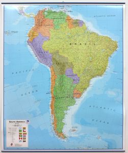 Wandkaart Zuid Amerika - South America political, 100 x 120 cm | Maps