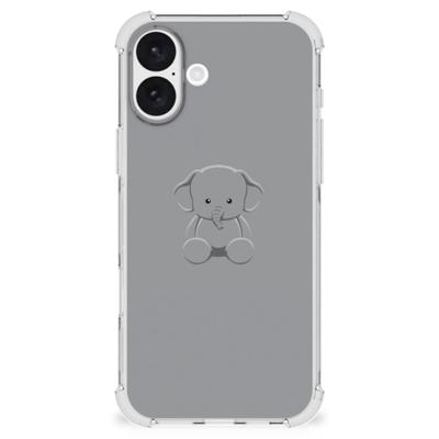 iPhone 16 Plus Stevig | Bumper Hoesje | Grijs Baby Olifant iPhone 16 Plus Stevig | Bumper Hoesje | Grijs Baby Olifant