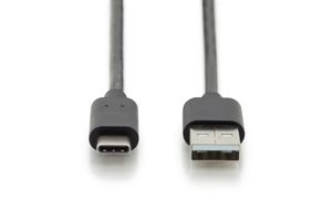 Digitus USB-kabel USB 2.0 USB-C stekker, USB-A stekker 3.00 m Zwart Afgeschermd (dubbel), Stekker past op beide manieren AK-300148-030-S