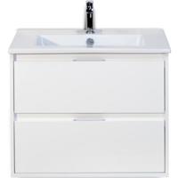 Porto Badmeubelset 70 cm - Wit Hoogglans - Keramische Wastafel Wit Slim