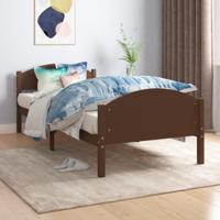 Bedframe massief grenenhout donkerbruin 100x200 cm