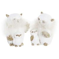 Kerstversiering DKD Home Decor Uil Hars (7,5 x 7 x 10 cm) (2 Stuks)