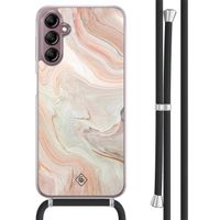 Samsung Galaxy A14 hoesje met koord - Marmer waves