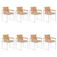 Tuinstoelen 8 st met kussens massief teakhout