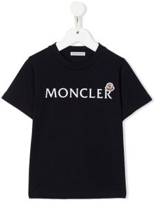 Moncler Enfant t-shirt en coton à logo imprimé - Bleu