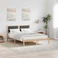 Bedframe met Gevoerd Hoofdgedeelte Donkergrijs 135 x 190 cm