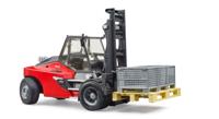bruder Linde HT160S heftruck met pallet en 3 palletkooien modelvoertuig - thumbnail