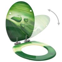 The Living Store Toiletbril - MDF - chroom-zinklegering - 42.5 x 35.8 cm - soft-close - verstelbare scharnieren - groen - thumbnail