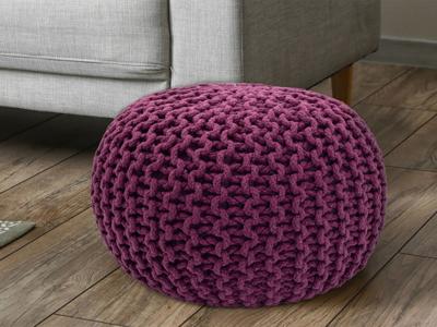 Finn - Pouf - Violett - 100% gerecycled katoen - Ø 55 cm