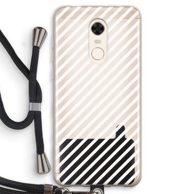 Strepen zwart-wit: Xiaomi Redmi 5 Transparant Hoesje met koord