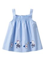 familiar robe en coton à motif brodé - Bleu