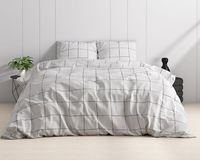 Sleeptime - Deep Check Dekbedovertrek Katoen-Satijn - Wit - 240 x 220