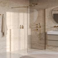BRAUER Oblivion Inloopdouche - 140x200cm - glascoating - helder glas - geborsteld goud PVD GS-OBI1H140200GG