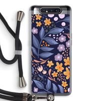 Flowers with blue leaves: Samsung Galaxy A80 Transparant Hoesje met koord