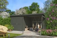 Outdoor Life Finn Tuinhuis 450x250 cm 28 mm vuren Green Grey gecoat- Lessenaarsdak- Hout- Outdoor Life