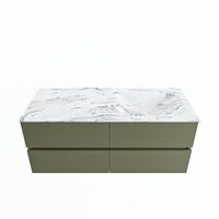 MONDIAZ VICA-DLUX 120cm badmeubel onderkast Army 4 lades. Inbouw wastafel CLOUD rechts 1 kraangat, kleur Glace.