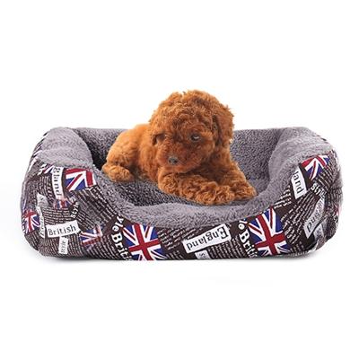 Nationale vlag vier seizoenen echte warme huisdier hond Kennel Mat maat: L 66×50×14cm(Coffee)