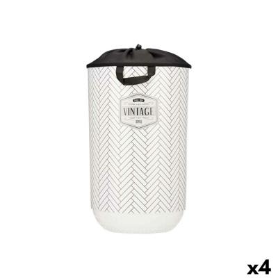 Wasmand Kipit Vintage Wit Stof Plastic 40 L 34 x 52,5 x 34 cm (4 Stuks)