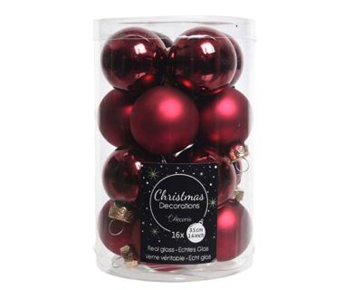 16 Glazen balletjes 35 mm ossenbloed - Decoris