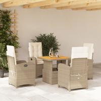 5-delige Tuinset met kussens poly rattan beige