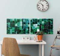Groene tinten mozaïek canvas schilderij