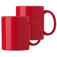 Koffie mokken/bekers Nantes - 2x - keramiek - met oor - rood - 300 ml