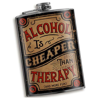 Heupfles - Alcohol is Cheaper Than Therapy