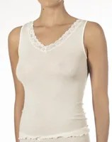 Dames wollen Hemd met kant - Merino Wollen dames ondergoed - Warm onderhemd