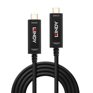 LINDY 38505 USB-C-displaykabel Aansluitkabel USB-C stekker, USB-C stekker 30.00 m Zwart