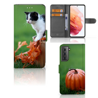 Samsung Galaxy S21 Telefoonhoesje met Pasjes Kitten - thumbnail