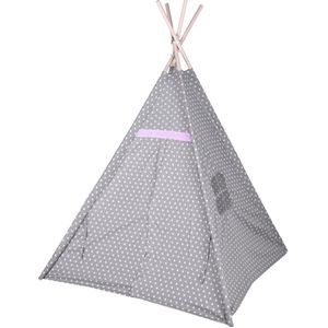 Tipi speeltent voor kinderen 103 x 160 cm - grijs - sterren